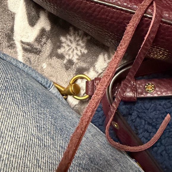 Rebecca Minkoff Darren Zip Oxblood Leather Crossbody Gold - Picture 10 of 15